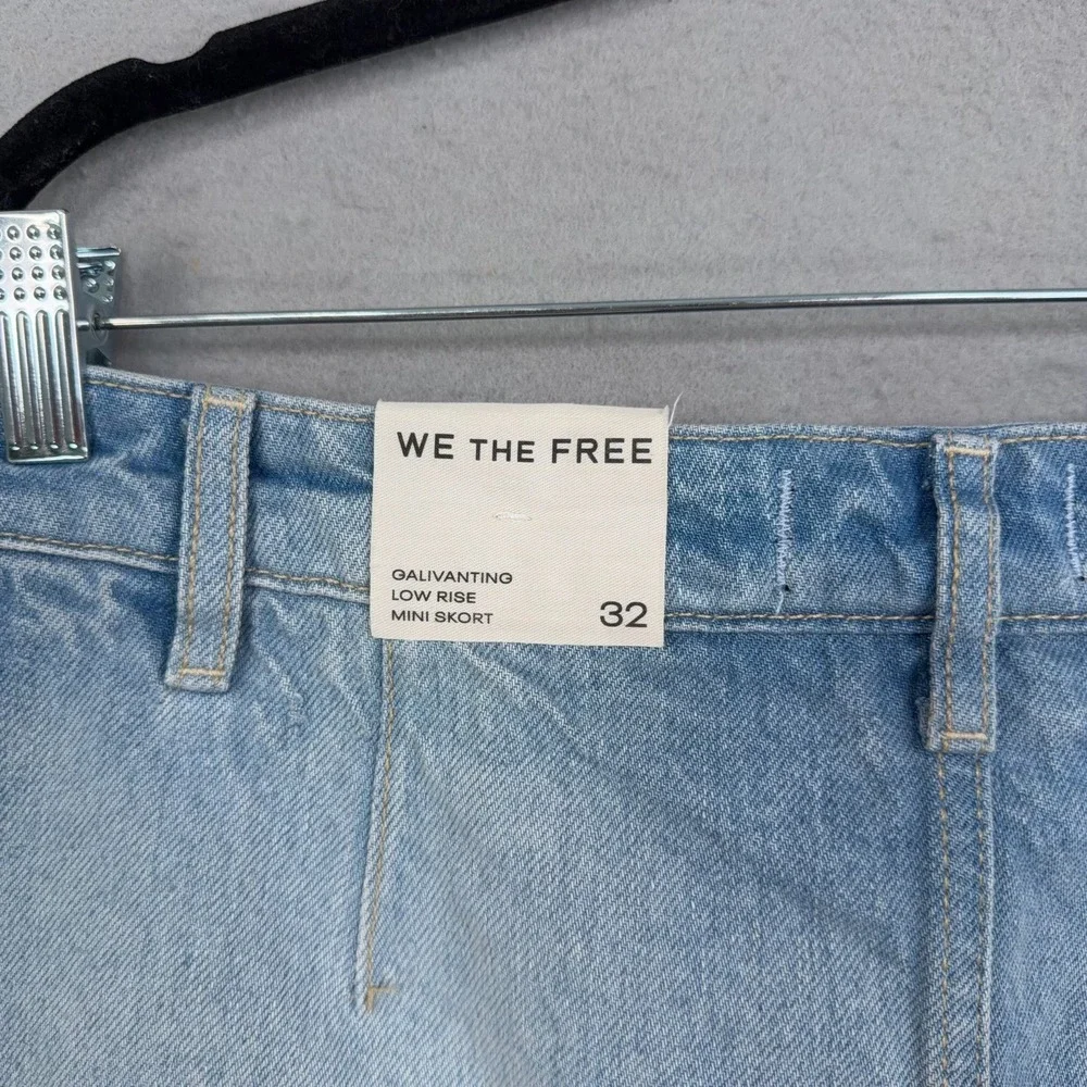 Free People We The Free Skort Women 32 Light Wash Denim Galivanting Skort